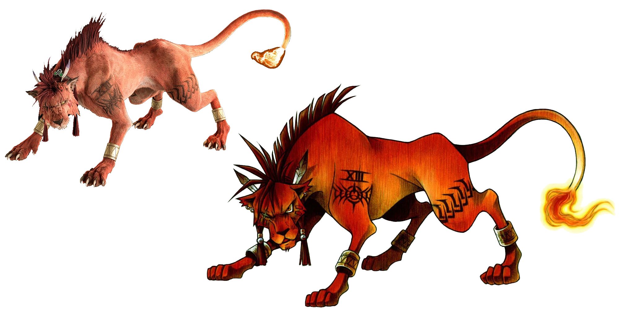 Final Fantasy 7 Character Renders Of 3D And 2D Red XIII