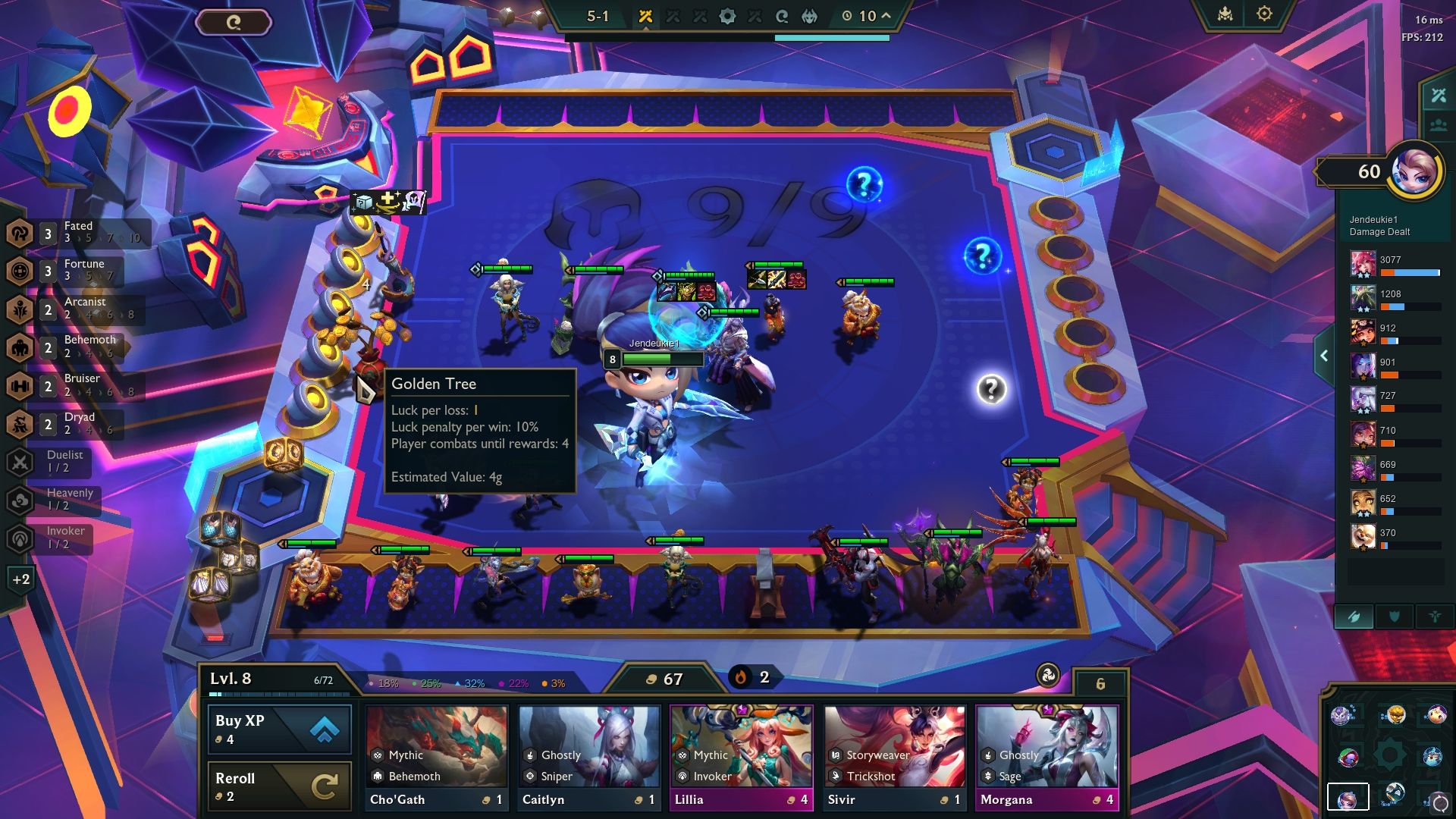 Fortune team entering stage five in Teamfight Tactics