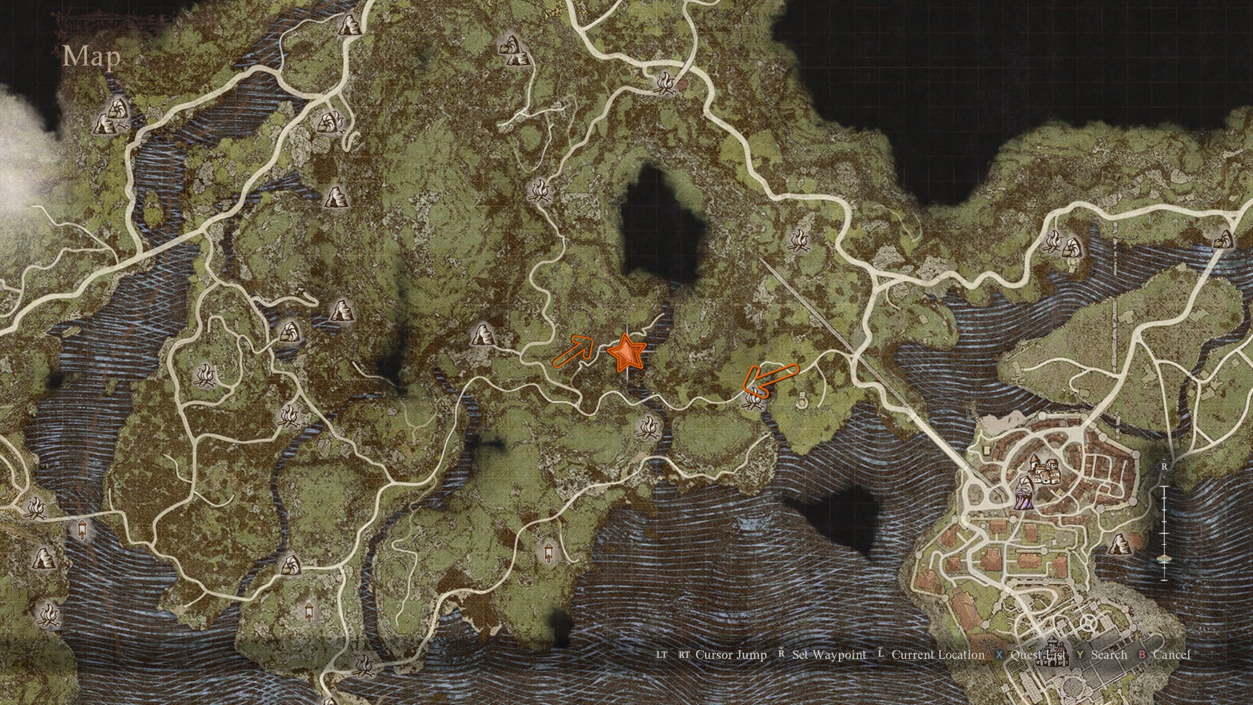 Harpysnare Smoke Beacon location on the map - Dragon&rsquo;s Dogma 2