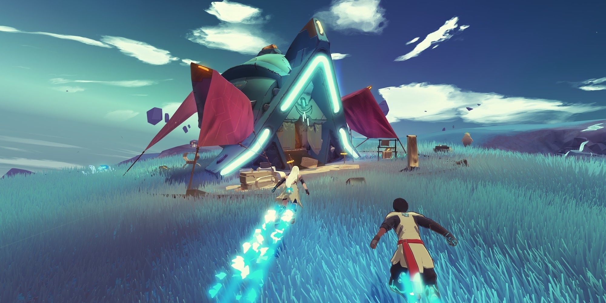 Haven: The Romantic Couple Using Their Energy Powers To Fly Across A Blue Field