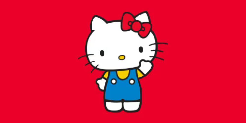 Hello Kitty Waving With Red Background