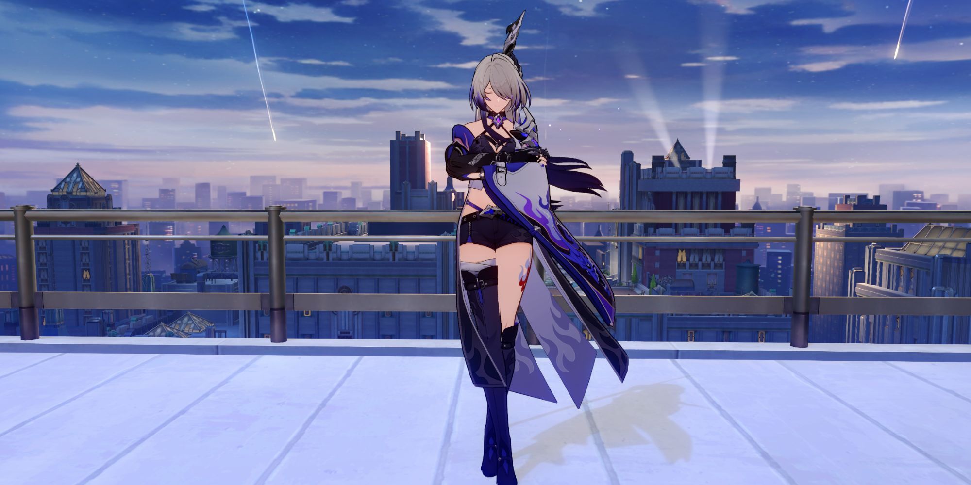 Honkai Star Rail Acheron Cool Pose With White Hair In Dream's Edge