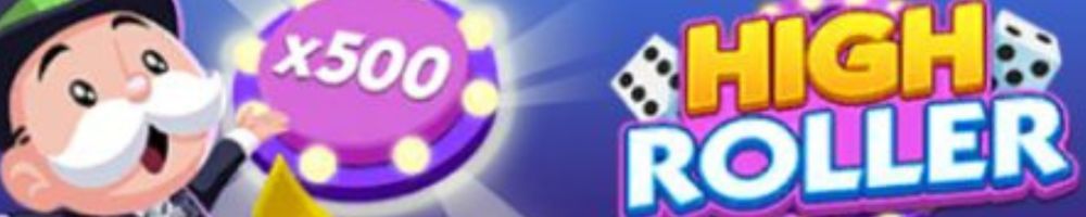 The High Roller Banner showing the Monopoly man in Monopoly Go.
