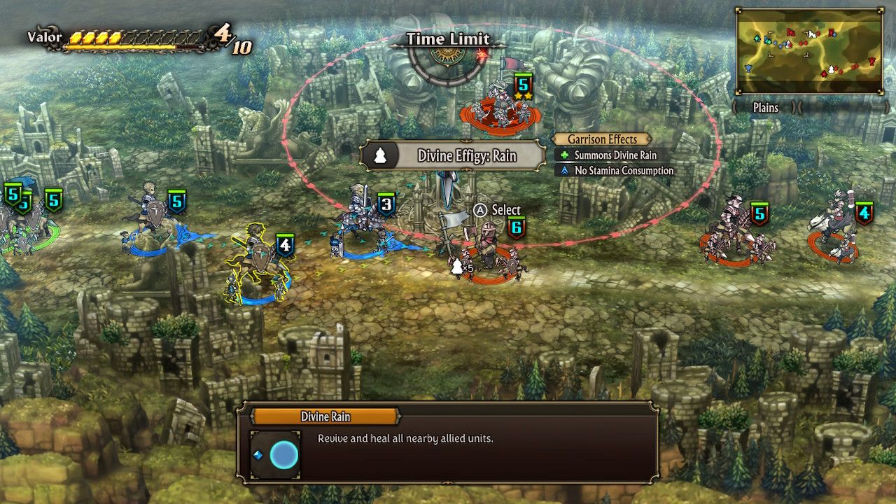 A screenshot of Unicorn Overlord showing various units on the battlefield
