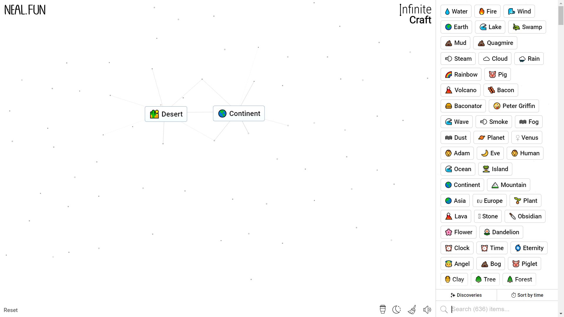 Infinite Craft, Desert and Continent