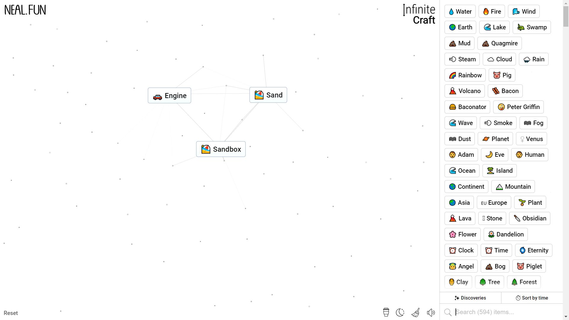Infinite Craft, the process of craft Sandbox