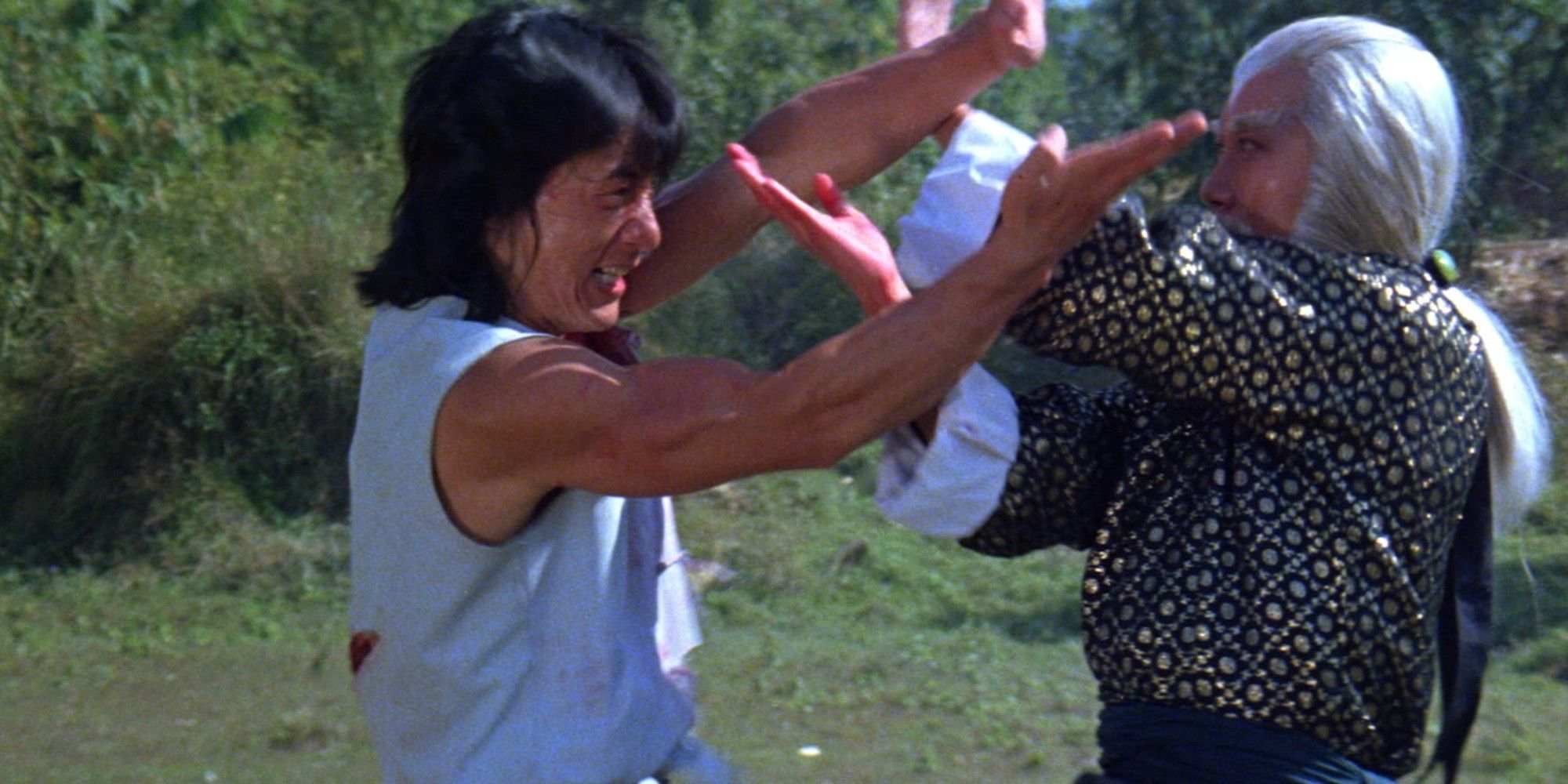 Jackie Chan fighting the villain of The Fearless Hyena