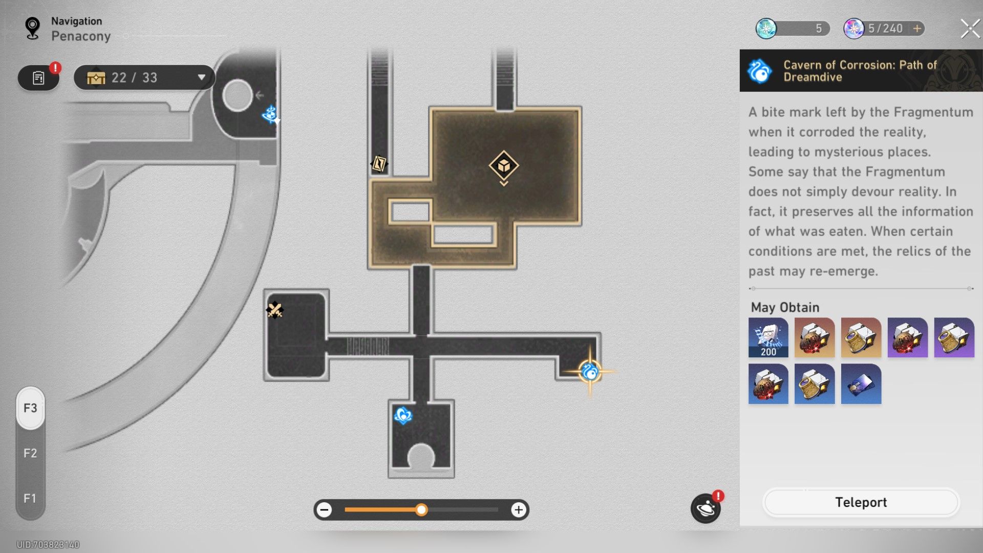 A map in Penacony for finding Watchmaker Master of Dream Machinations in Honkai Star Rail.