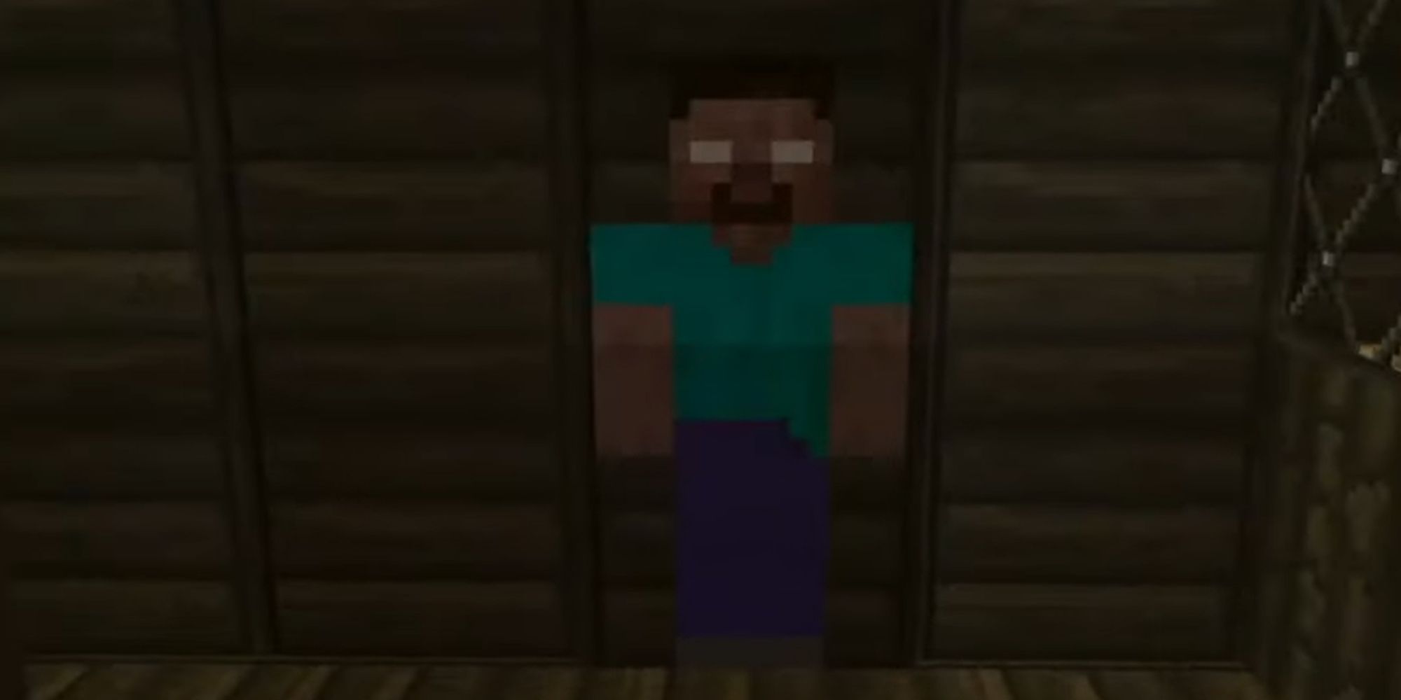 Minecraft recreated Copeland stream screenshot of Herorine standing in a wooden room