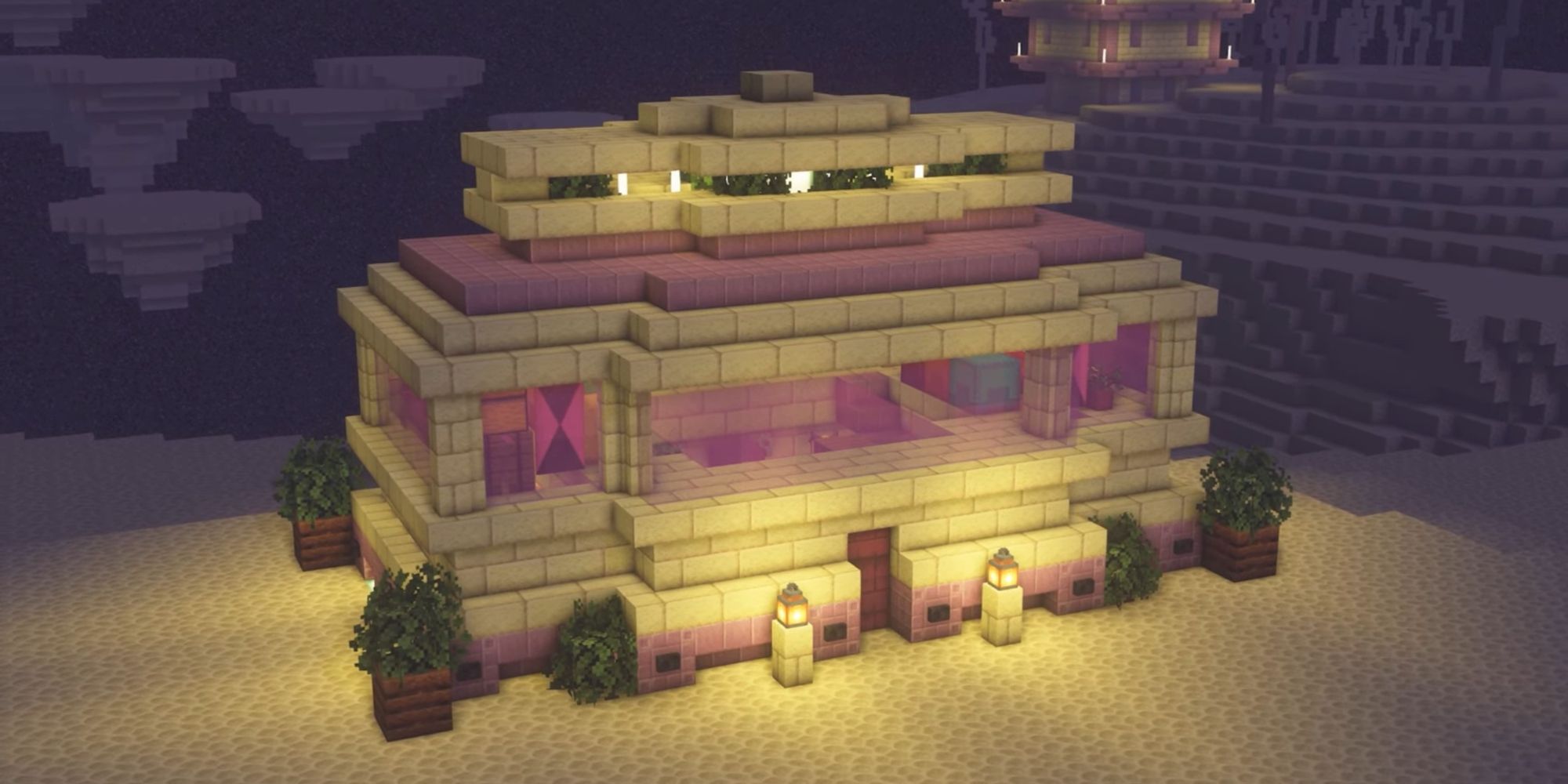 An image from Minecraft of a Simple End House. This tutorial showcases how you can make a small house in the  end, and still make it unique.