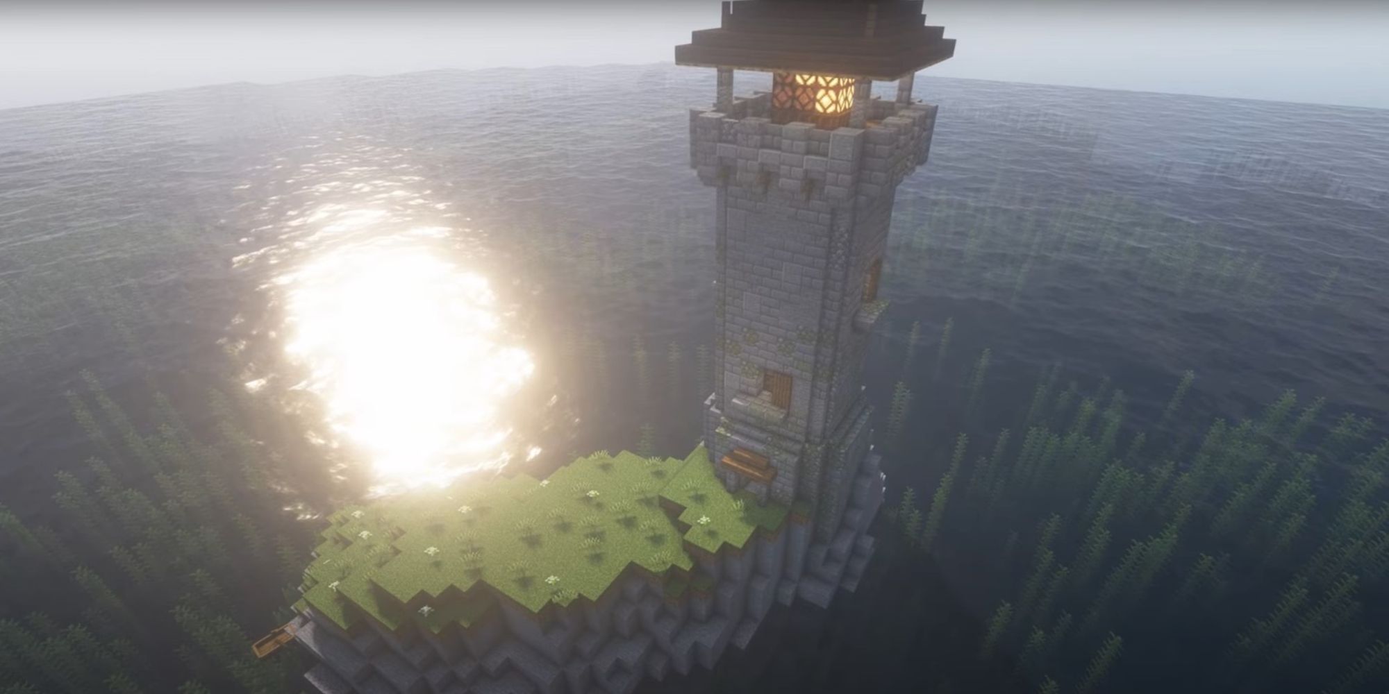 An image from Minecraft of a Lighthouse you can use in your village builds. This is best utilized with villages that are closer to the ocean. 