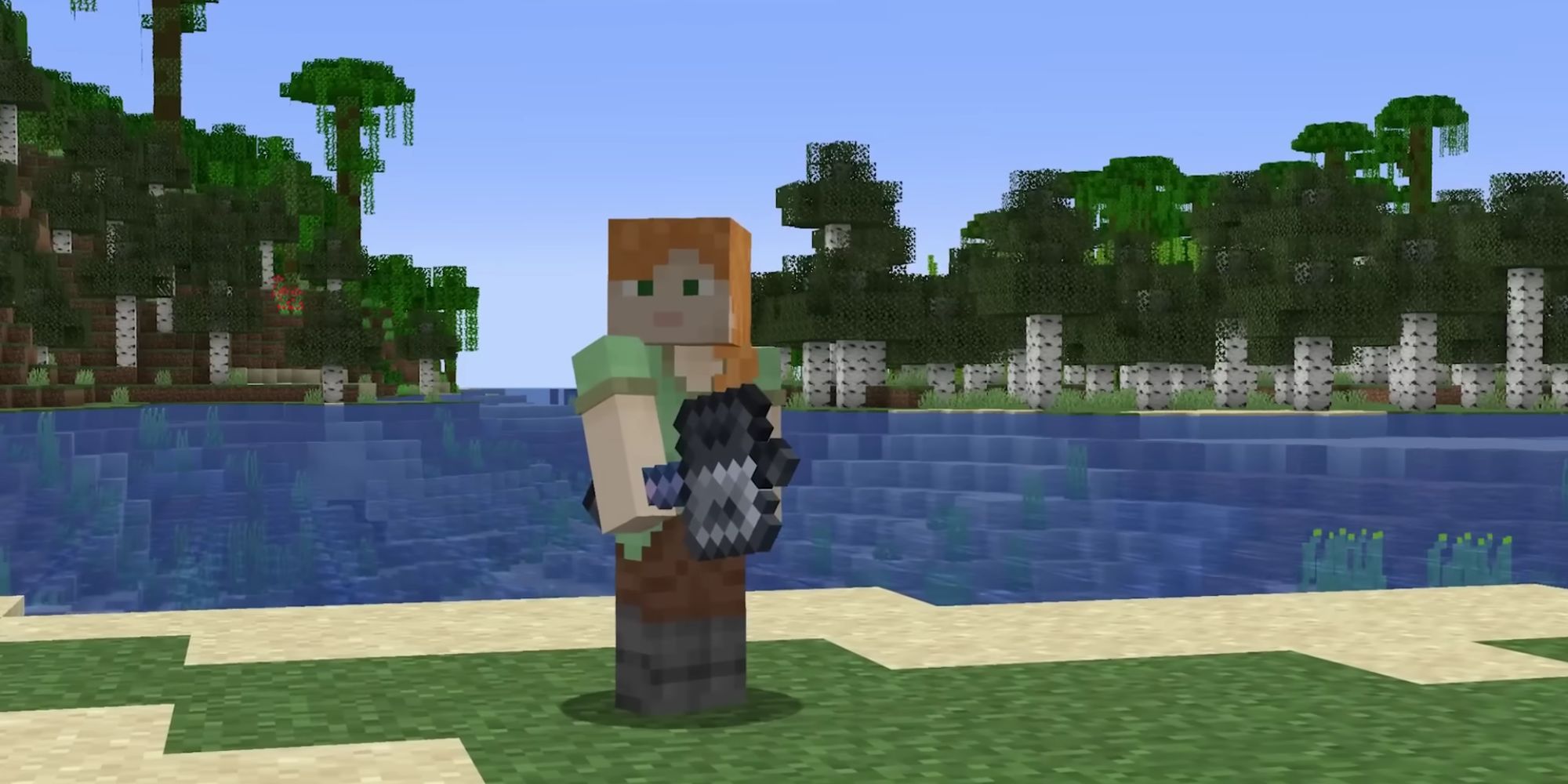 Alex using the new Mace weapon in Minecraft.