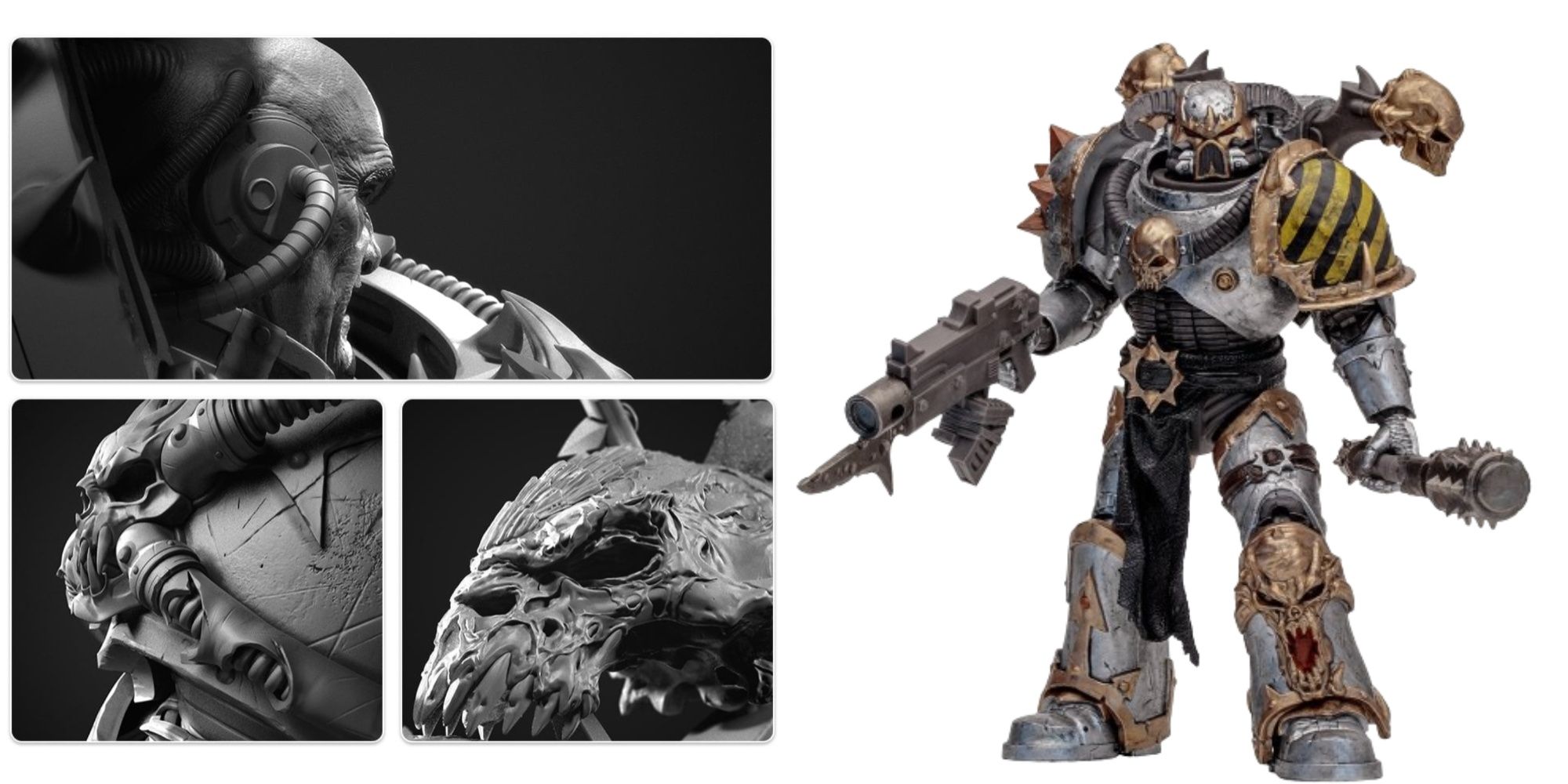abaddon statue close ups, and iron warrior warhammer action figure
