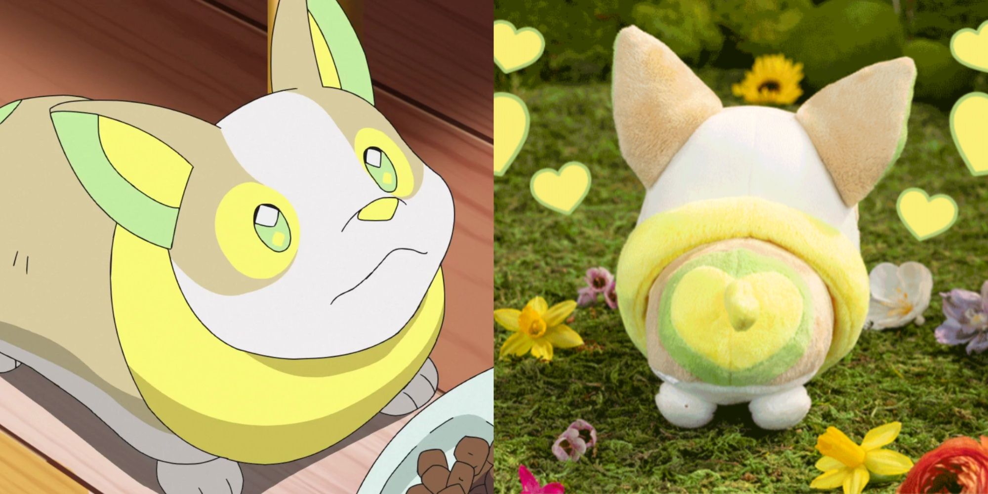 yamper looking up, and a yamper plush from behind