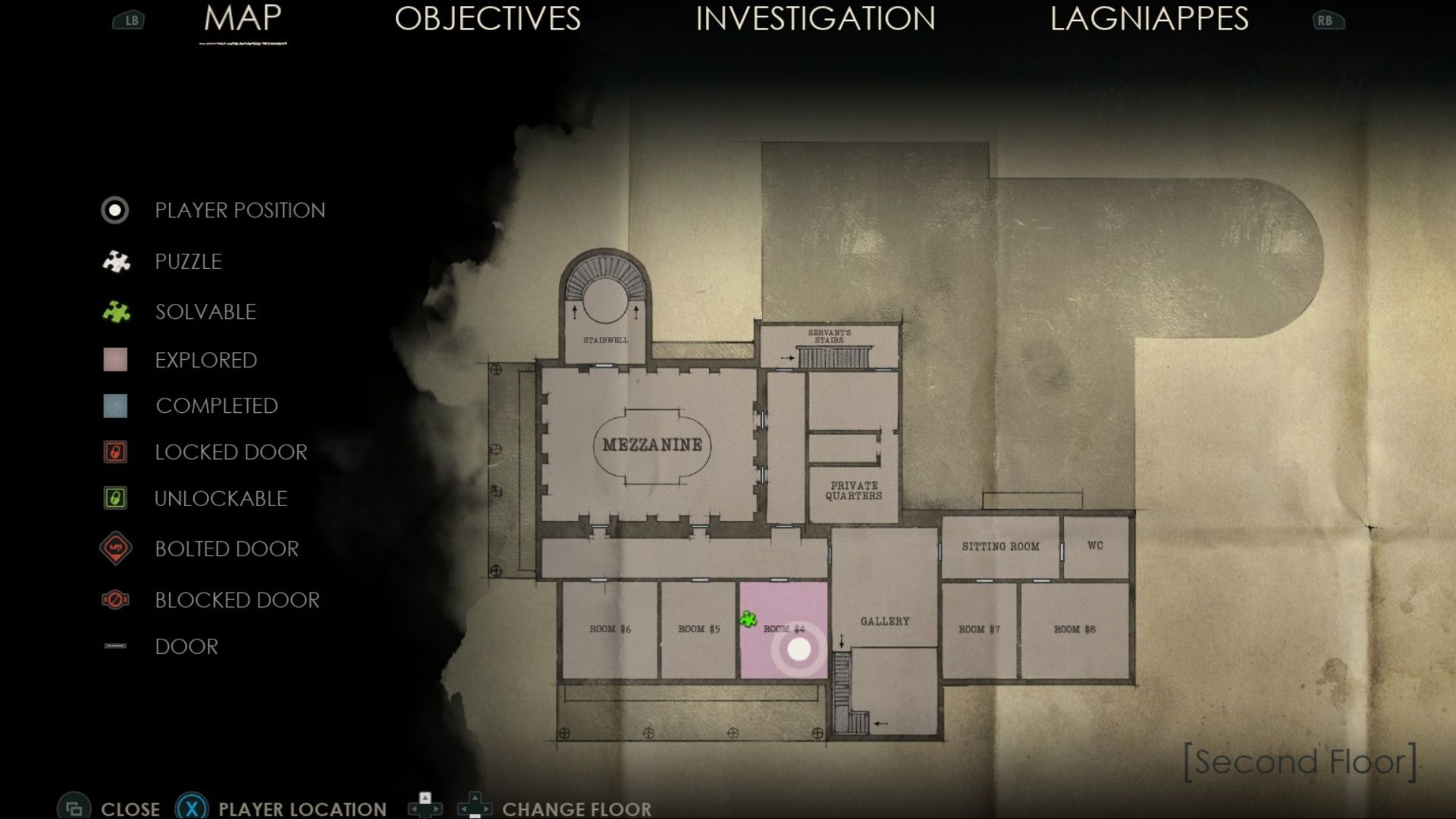 A map for the second floor of Derceto in Alone In The Dark.