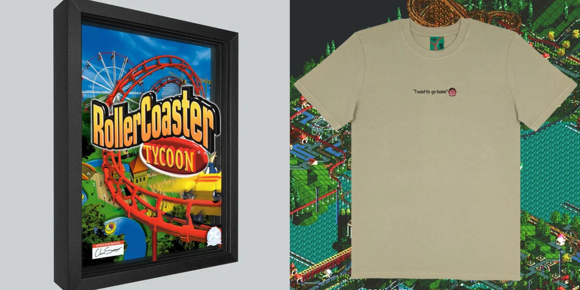 rollercoaster tycoon shadowbox and 25th anniversary t-shirt