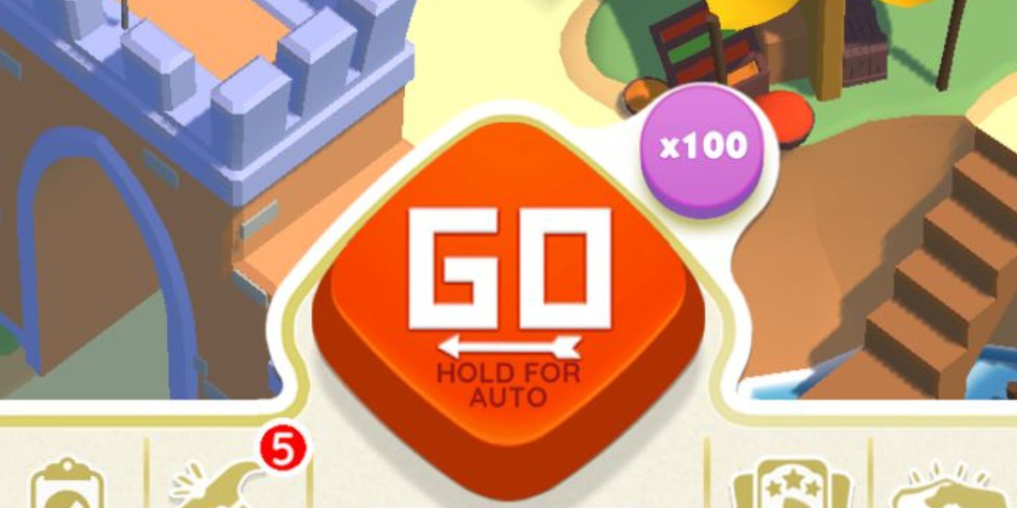 راهنمای رنگ بسته استیکر برای Monopoly Go 3 دکمه Go با مولتیگر تاس روی 100 در Monopoly Go تنظیم شده است