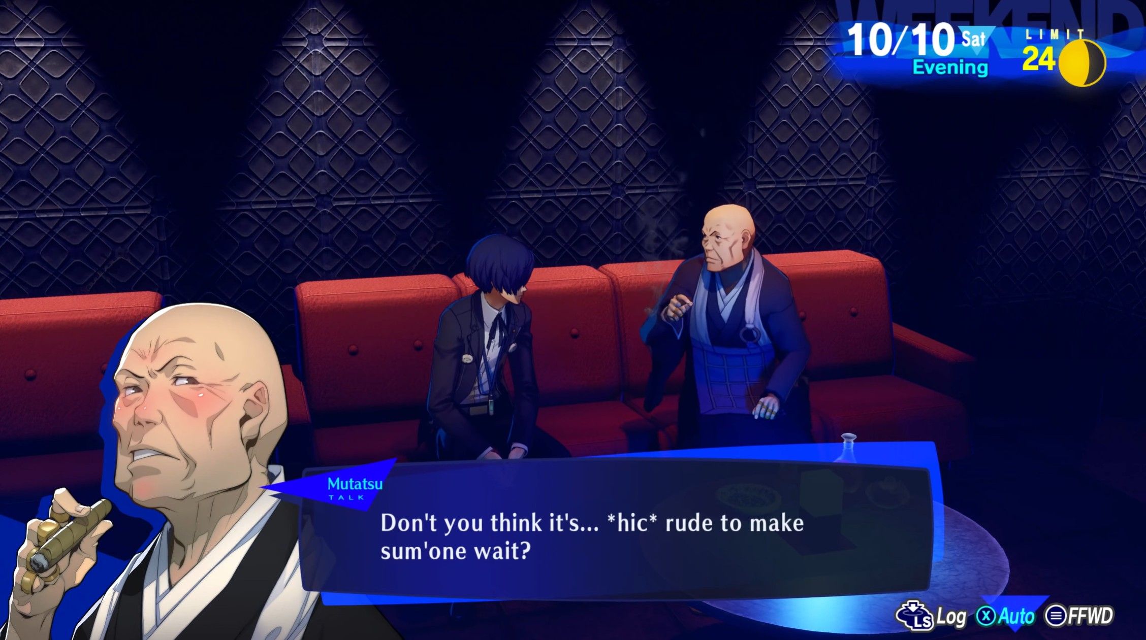 mutatsu drunk at club escapade scolding the protagonist p3r monk social link