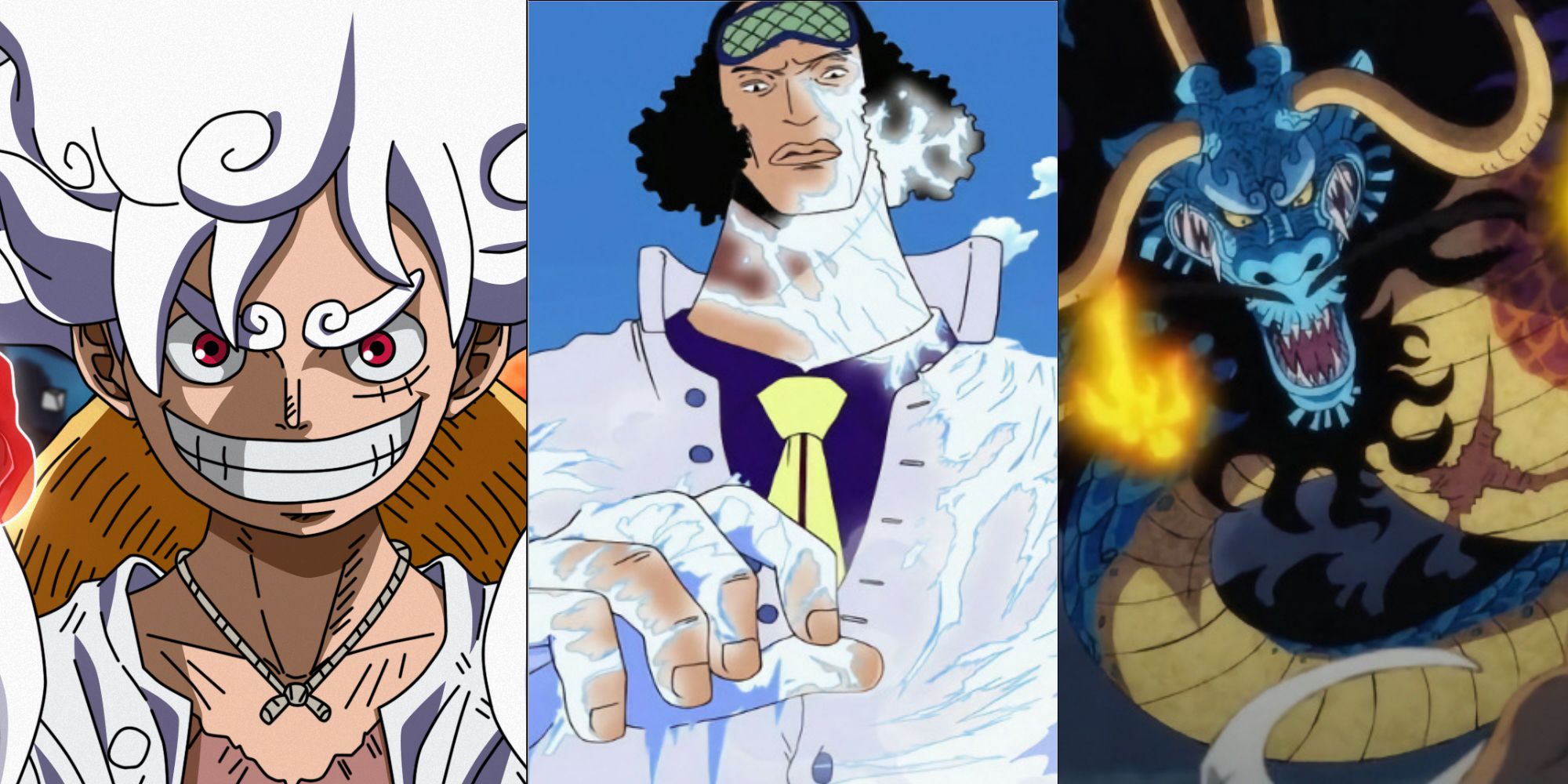 One Piece- Most Powerful Devil Fruits Feature with Luffy and other characters side by side