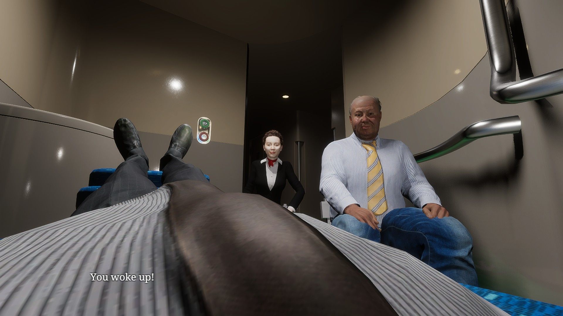 Passengers looking at the player in Shinkansen 0