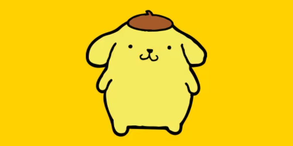 Pompompurin With A Yellow Background Wearing Brown Hat