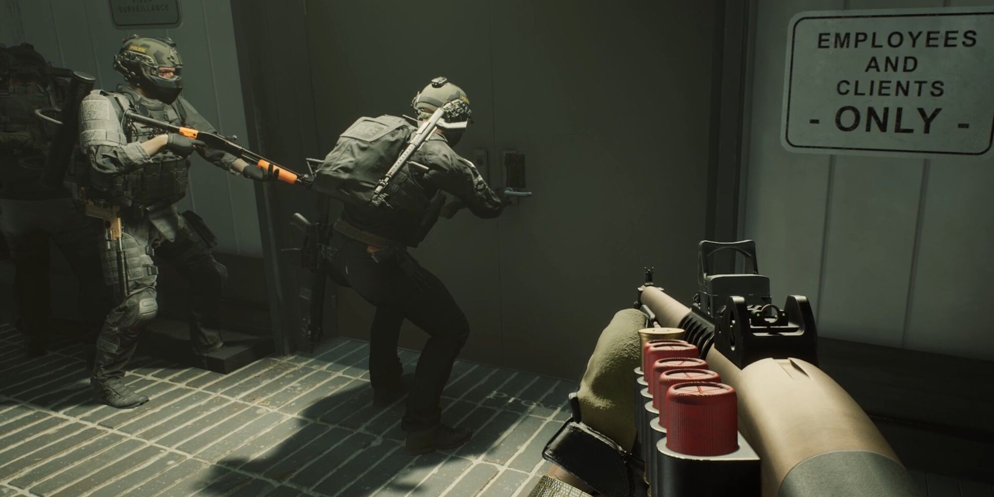 An Assault Team In Ready Or Not Preparing To Breach Into A Room.