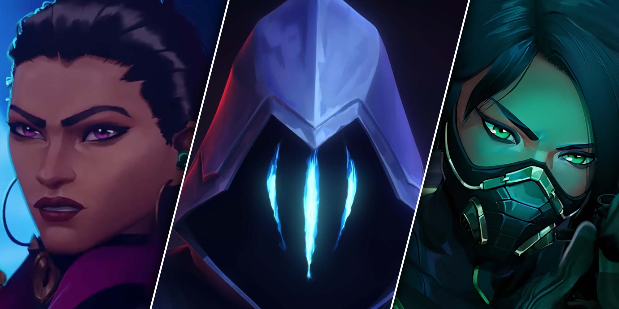 split images of Reyna, Omen and Viper from Valorant's cinematics