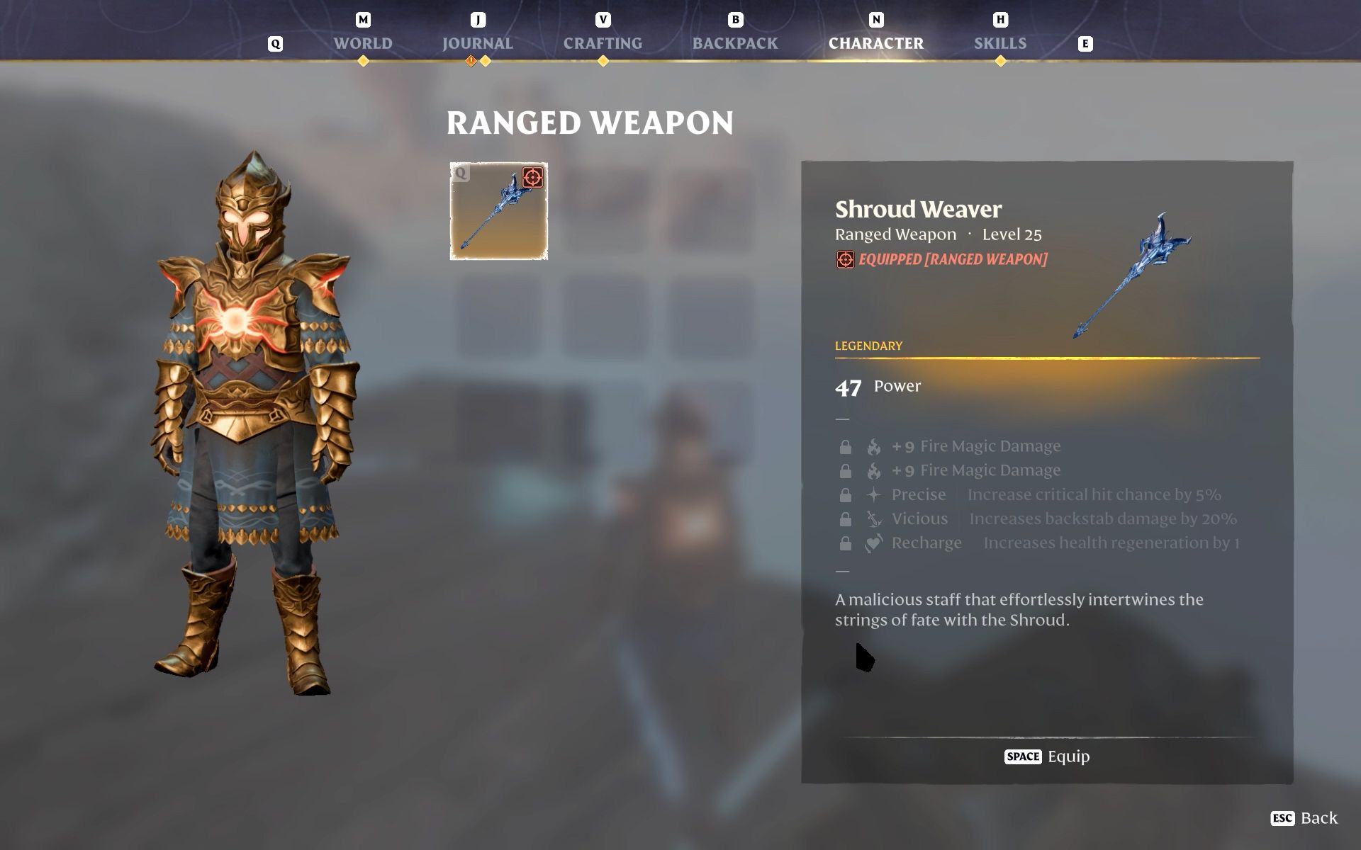 Shroud Weaver Staff stats showcase in Enshrouded