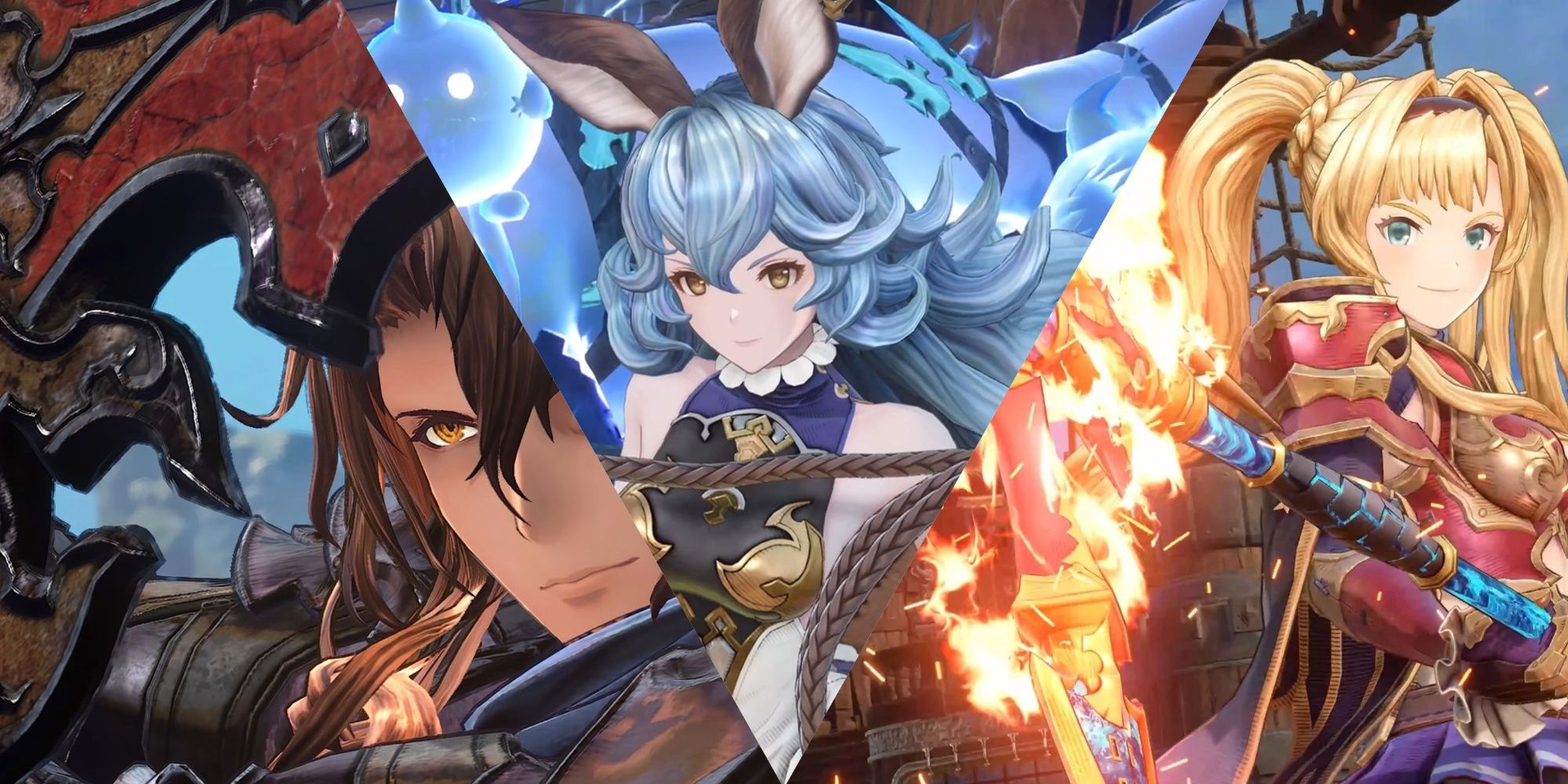 The Skybound Art attacks of Zeta, Ferry, and Siegfried from Granblue Fantasy: Relink