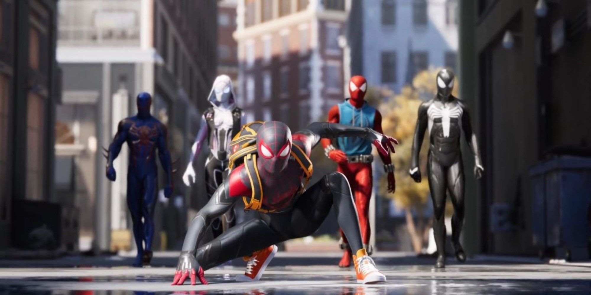 Spider-Man The Great Web trailer showing five different Spideys including Miles, Peter, and Gwen