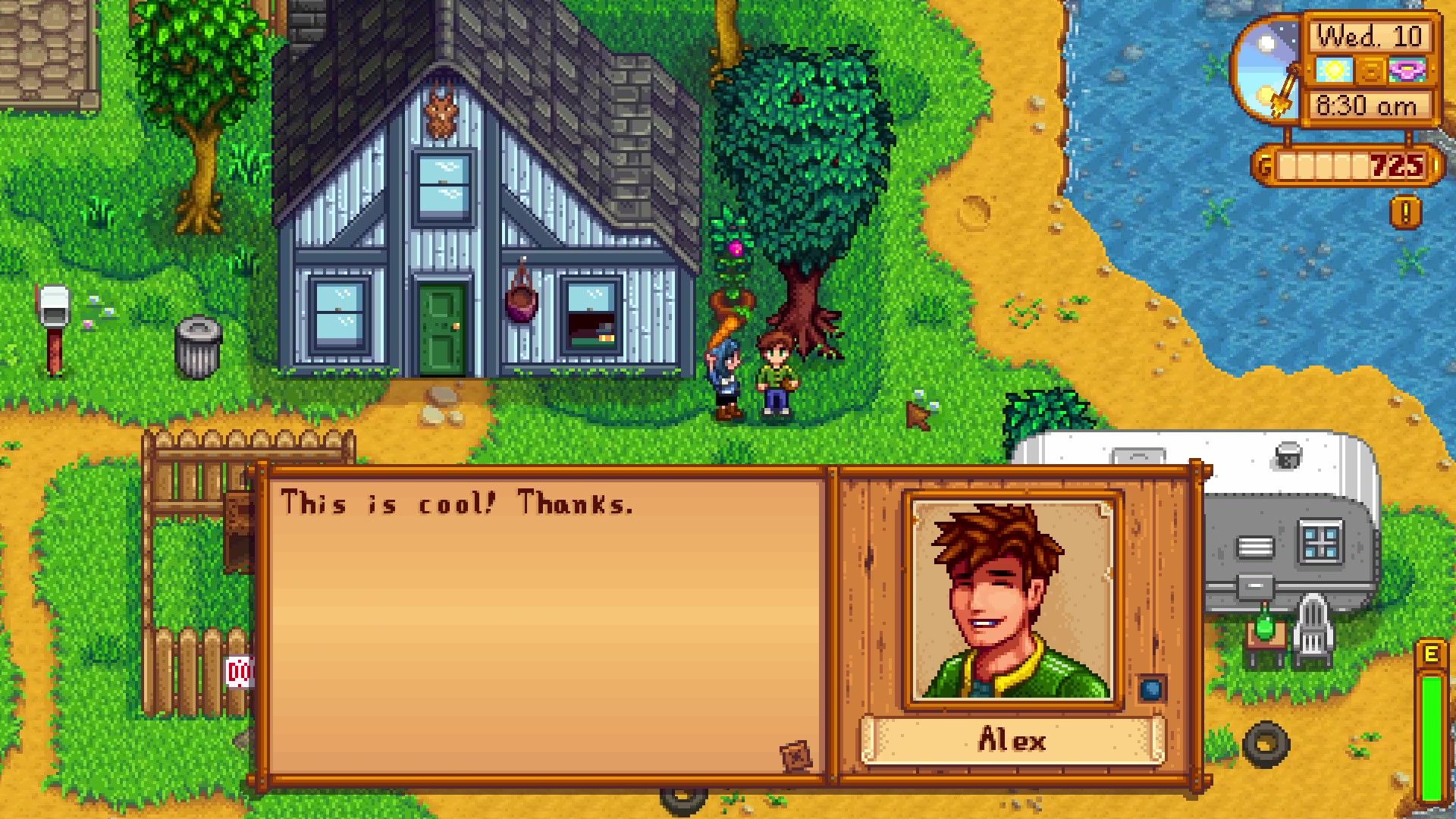 Stardew Valley Alex being gifted a carrot