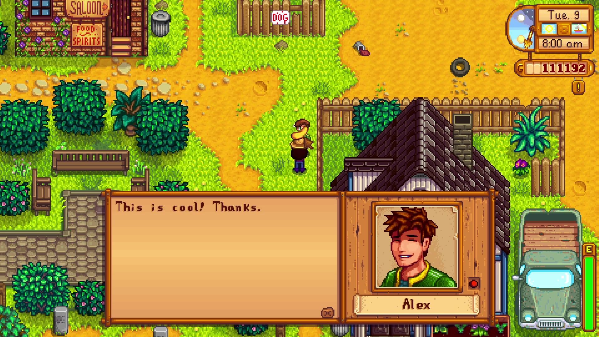 Stardew Valley Gifting Alex a Summer Squash