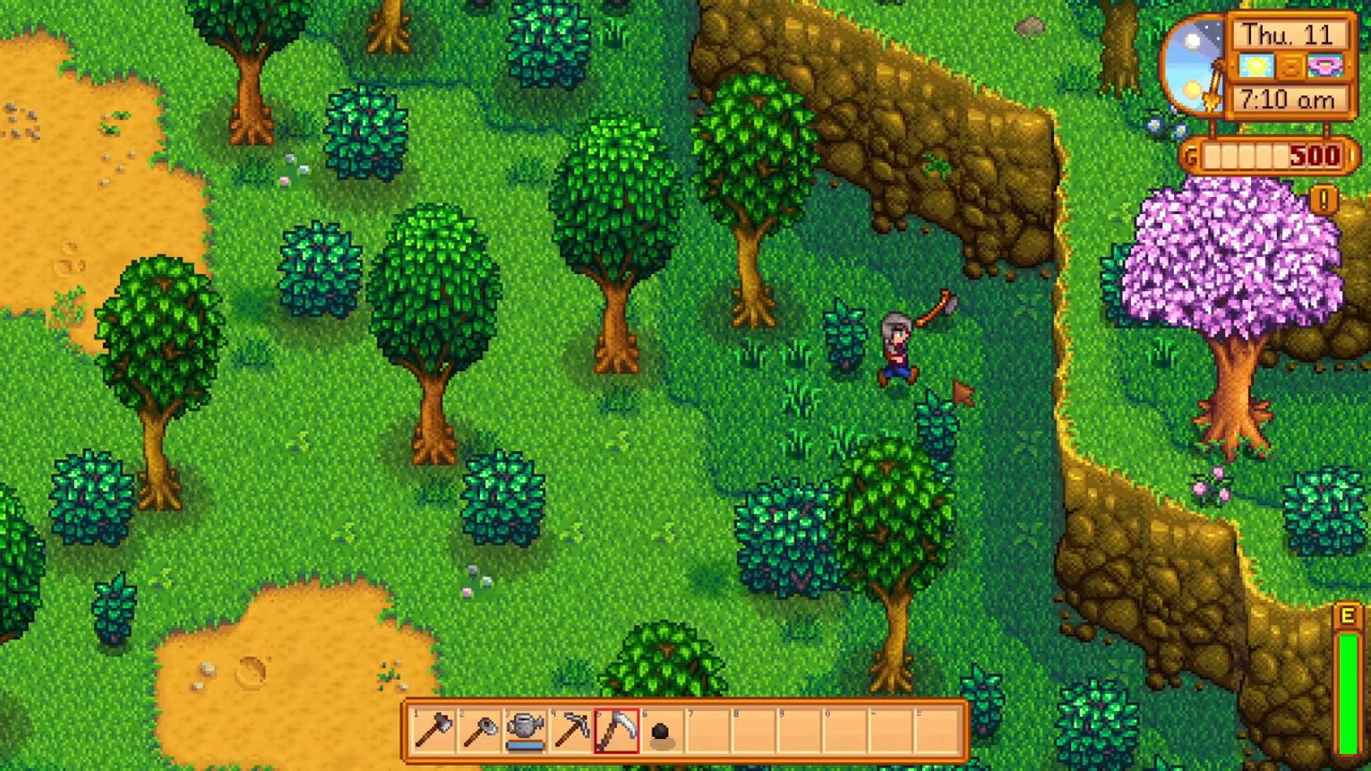 stardew valley player walking over to robins lost axe