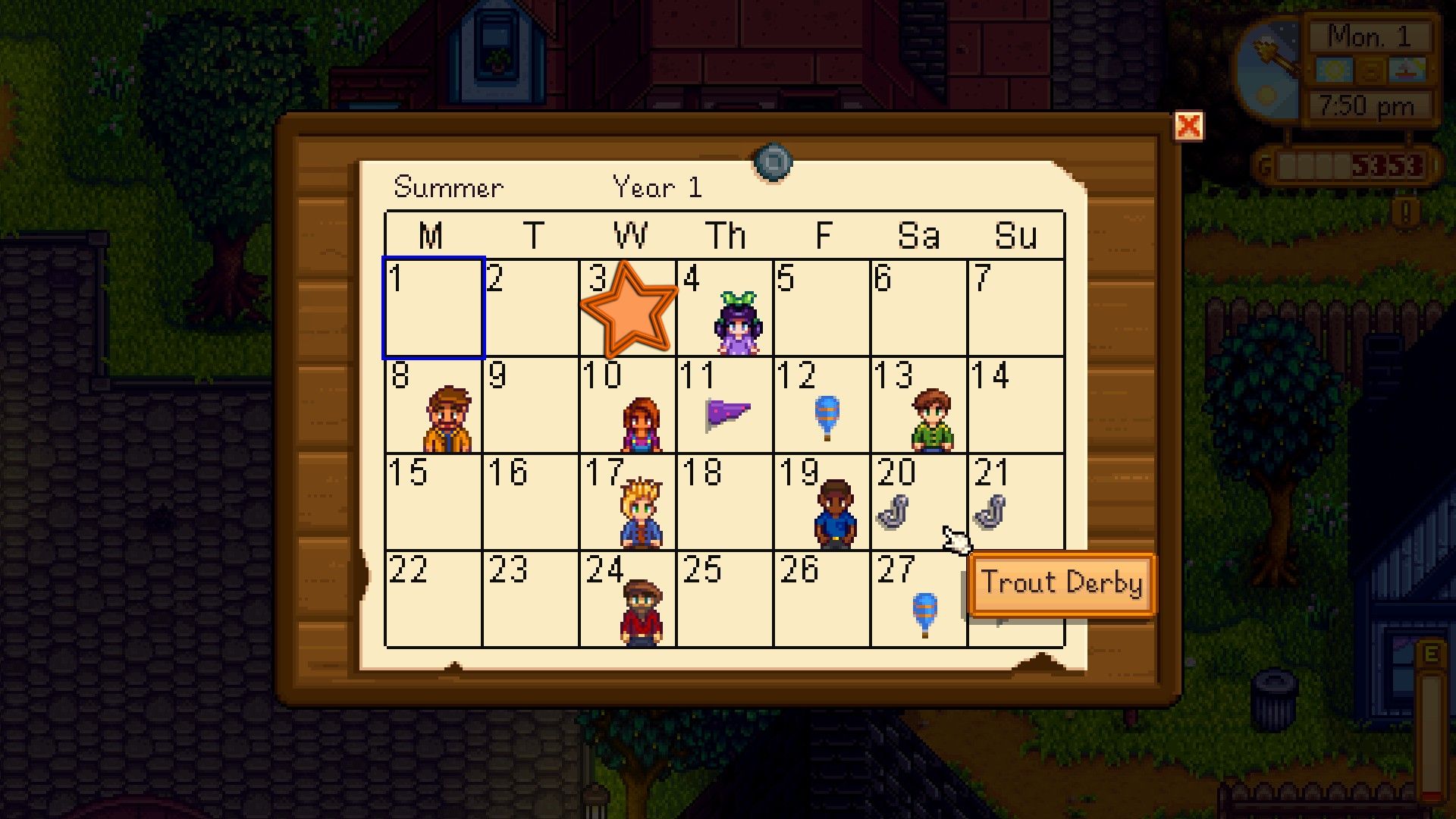 stardew valley summer 3 highlighted on map