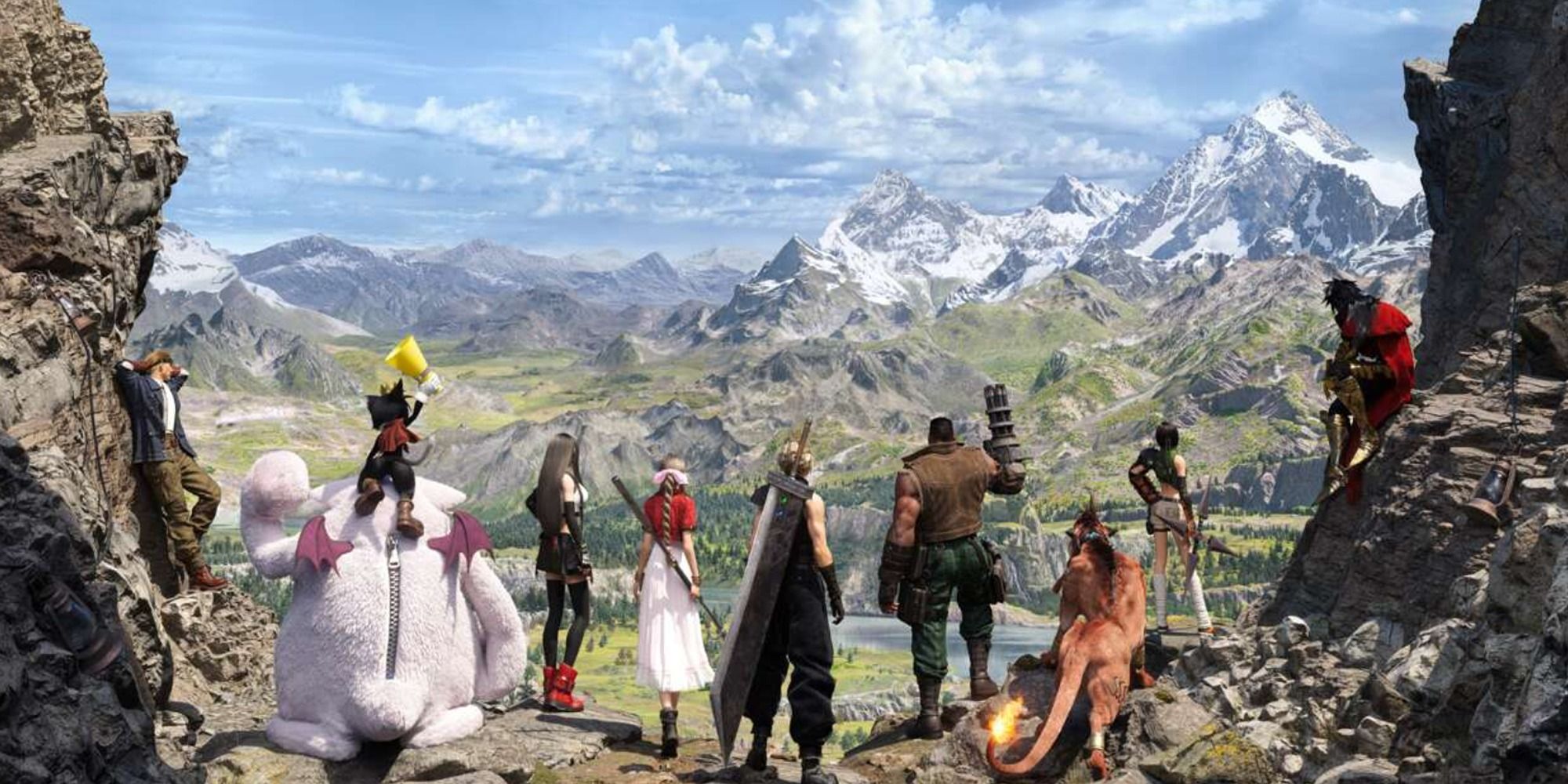 The group surveying the land in Final Fantasy 7 Rebirth