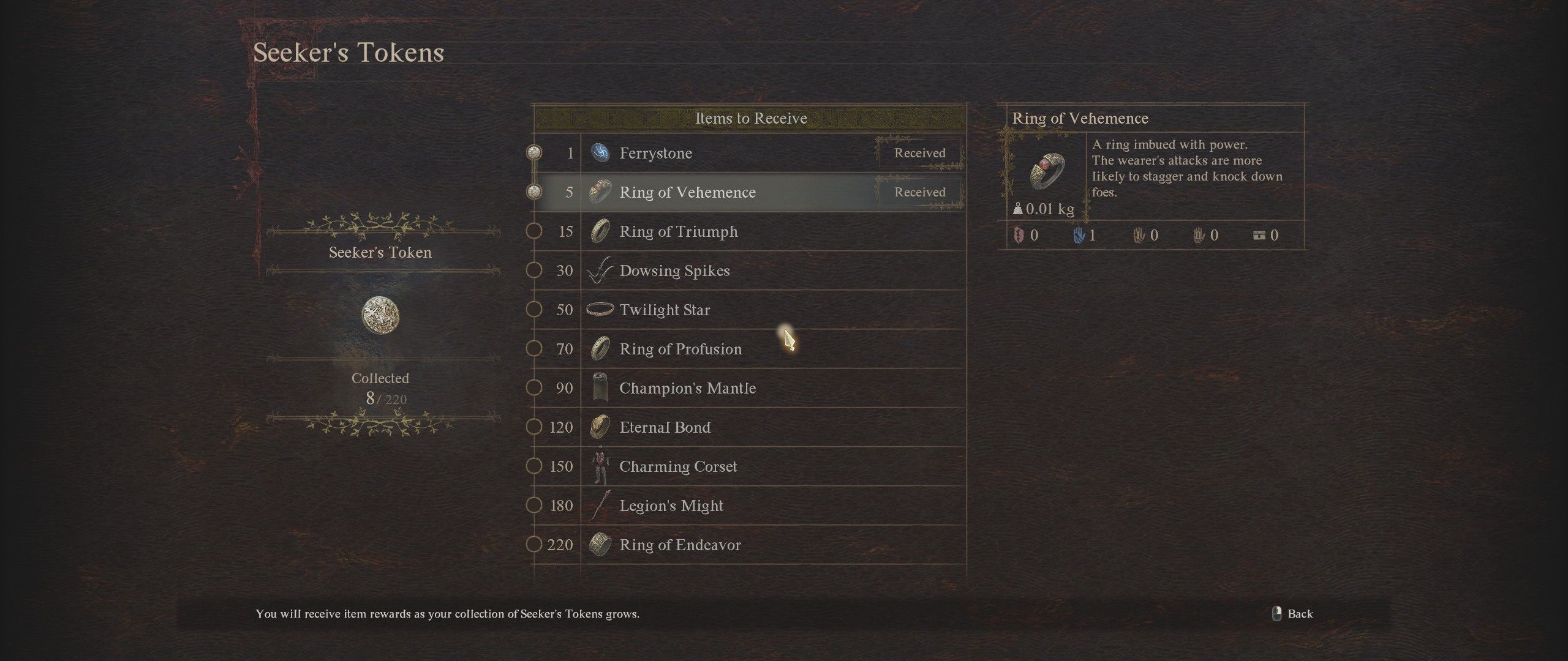 The Seeker Token menu in Dragon&rsquo;s Dogma 2