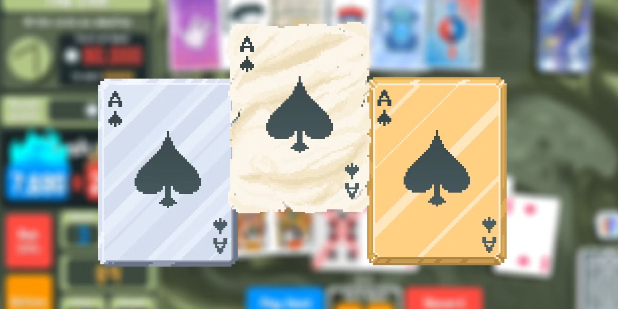 three enhanced cards from Balatro