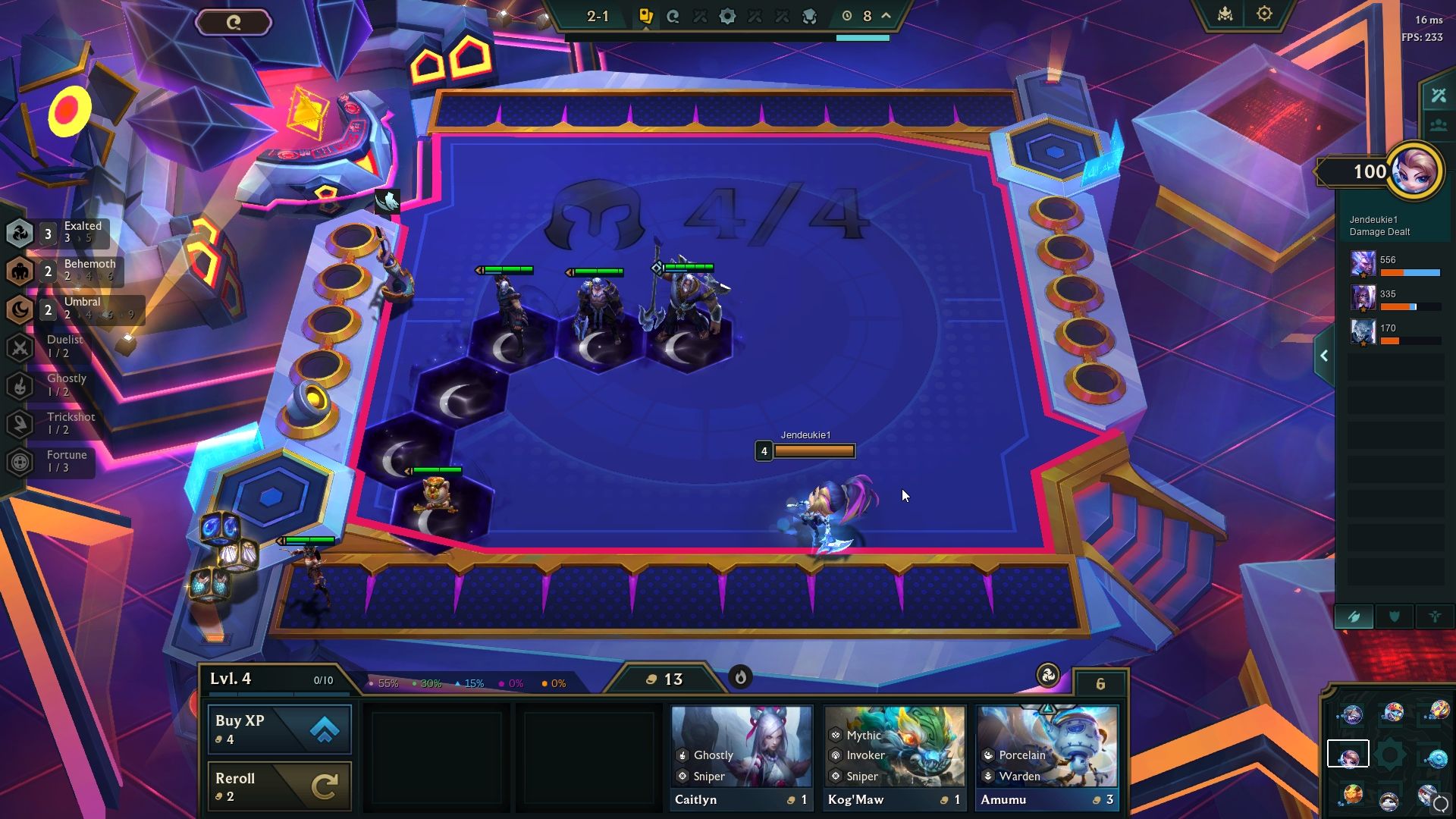 Umbral team at the early rounds of Teamfight Tactics