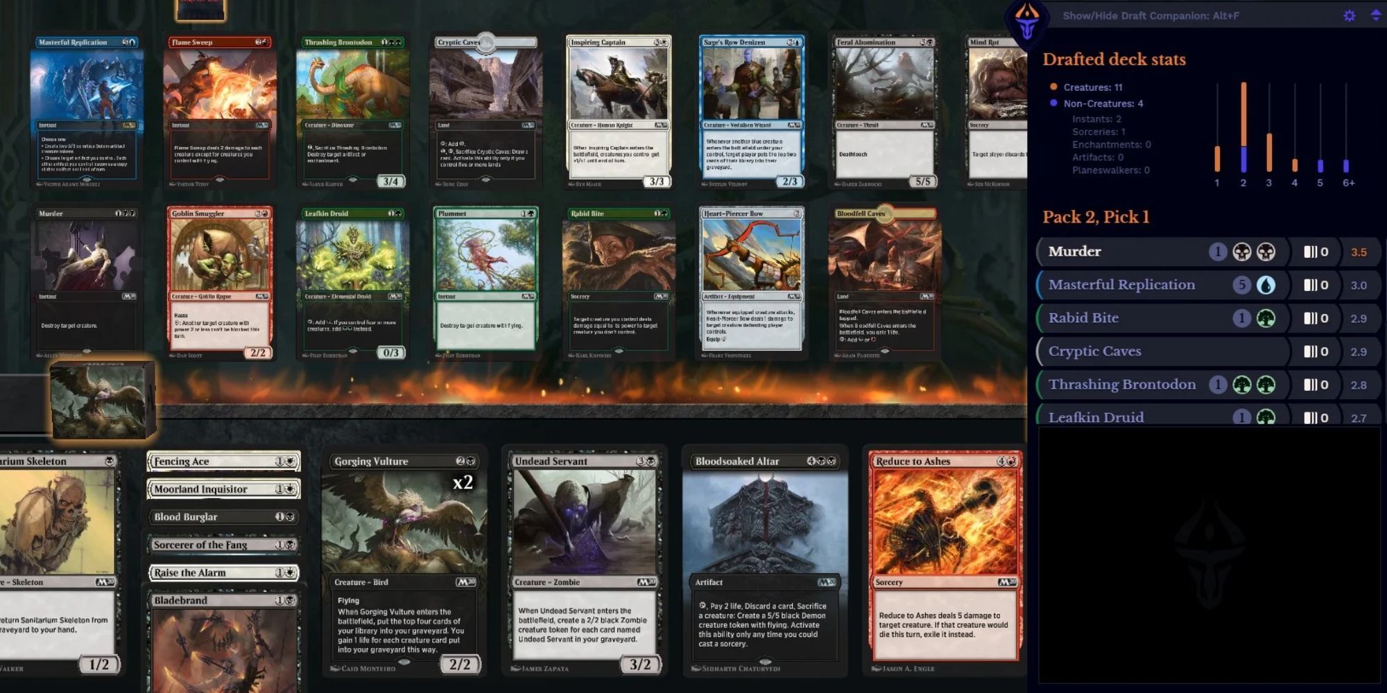 An example Draft on Magic Arena using Arena Tutor's features.