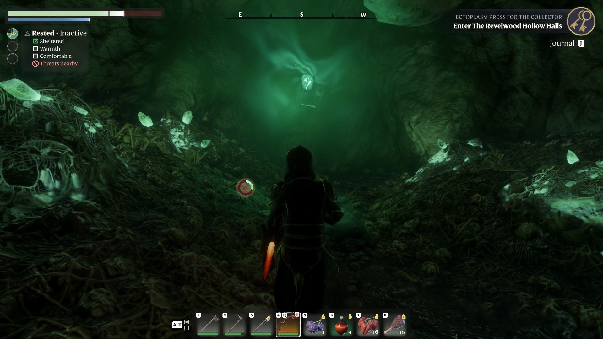 Eight Rune inside a cave in Revelwood Hollow Halls in Enshrouded