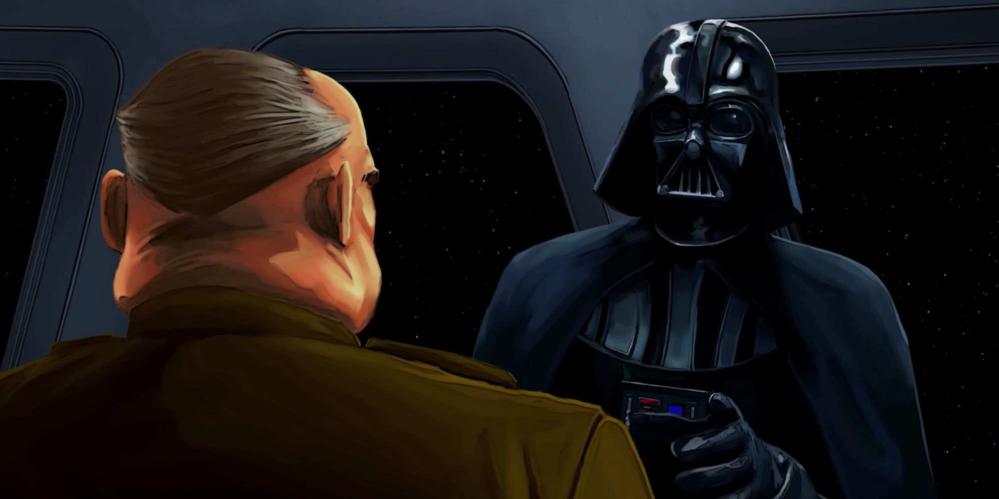 Darth Vader pointing his finger at his subordinate in Dark Forces: Remastered.