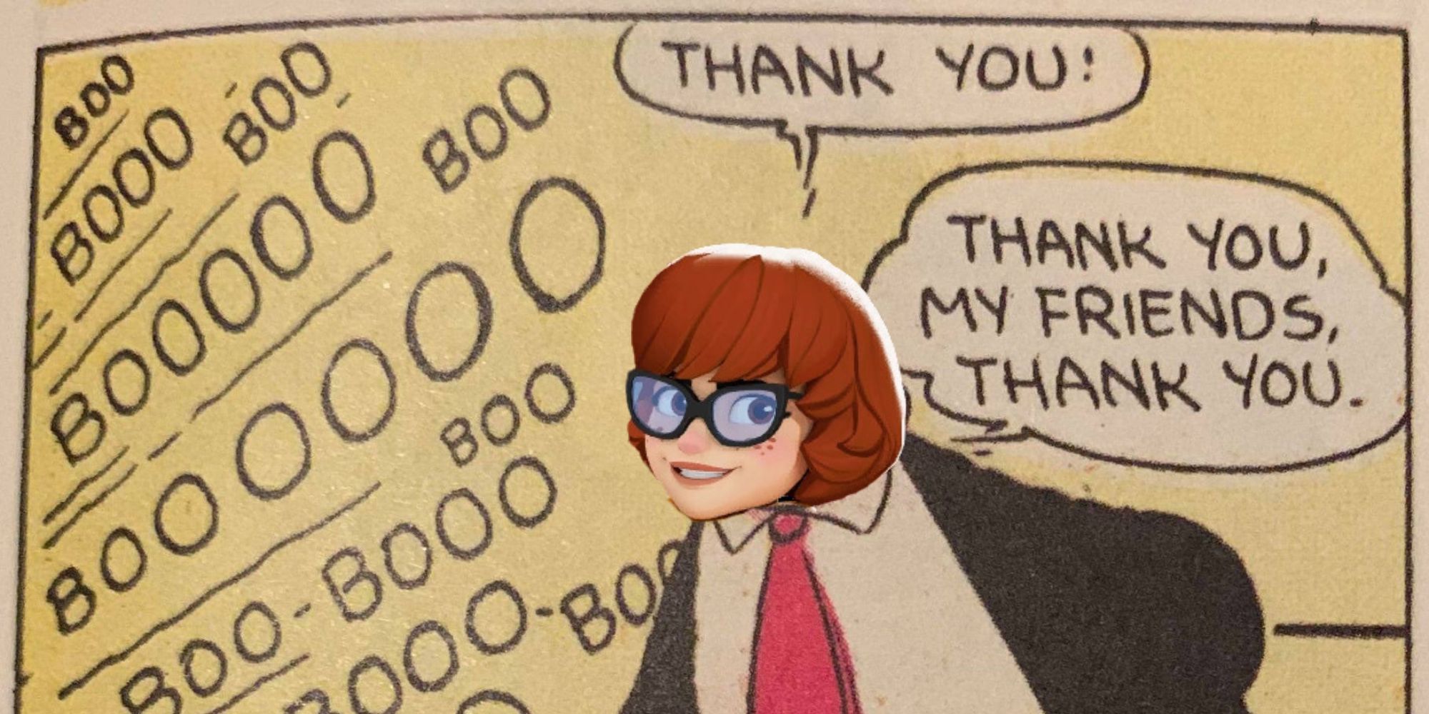 Velma from MultiVersus over the thank you booing meme