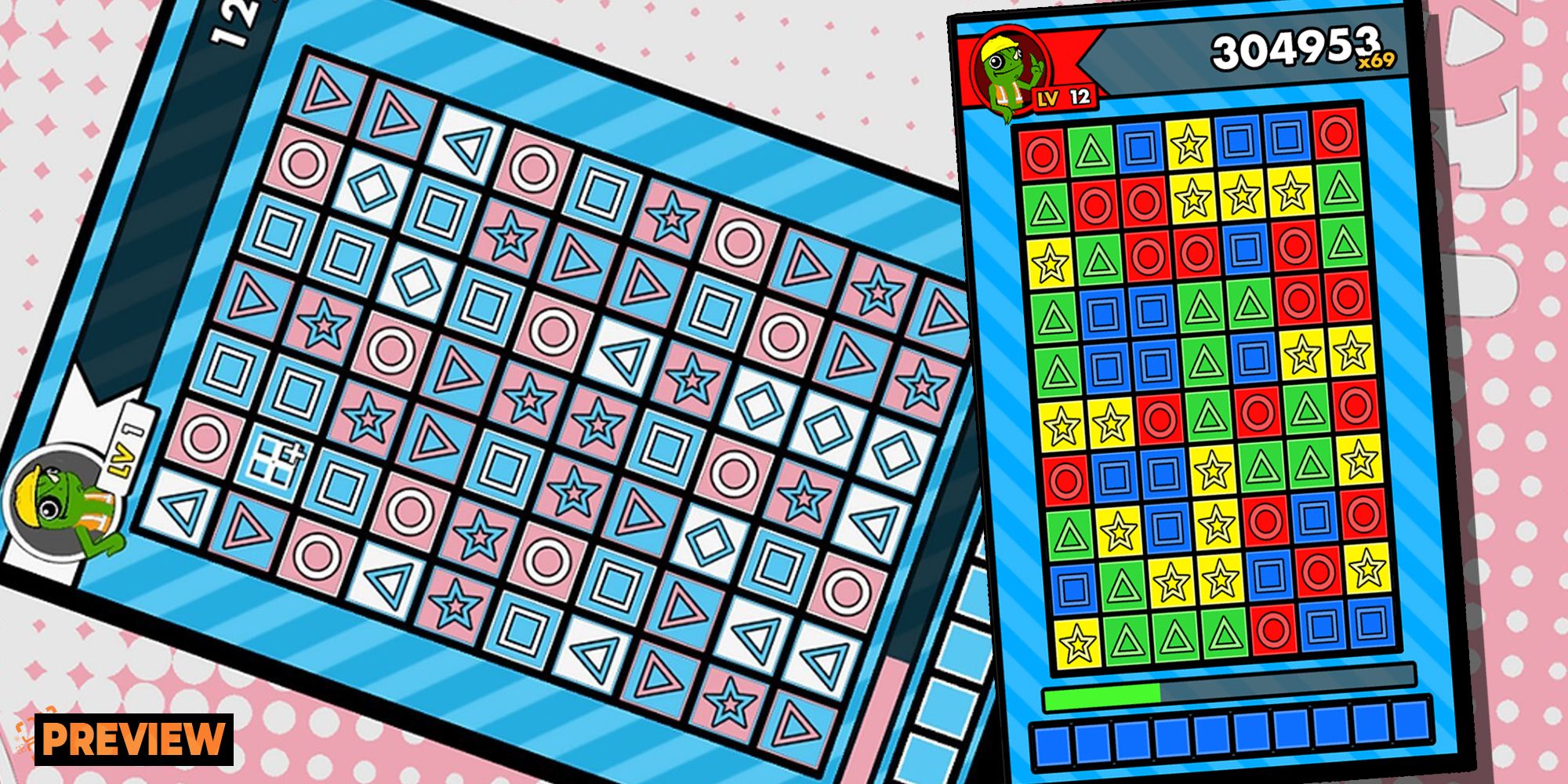 Collapsus Preview image with trans rights palette and vertical game board