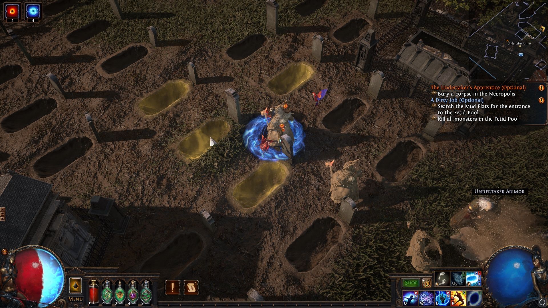 Putting Corpses inside the graves in Necropolis Path of Exile