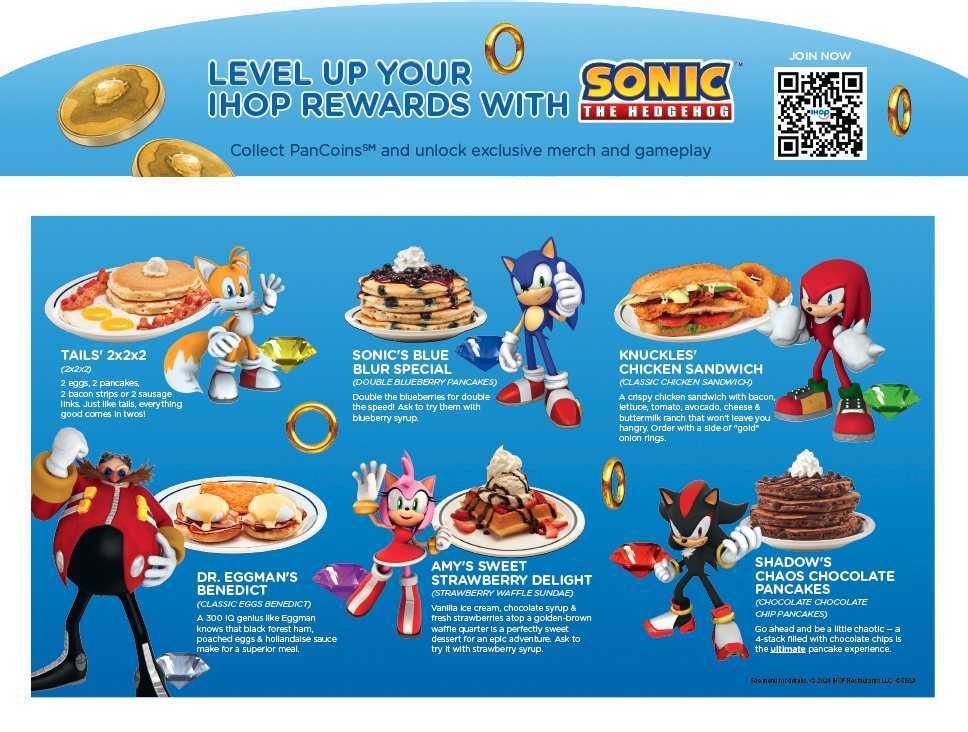 Sonic X IHOP Menu