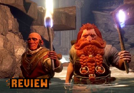 gimli and another dwarf wading through a flooded mine inlord of the rings return to moria