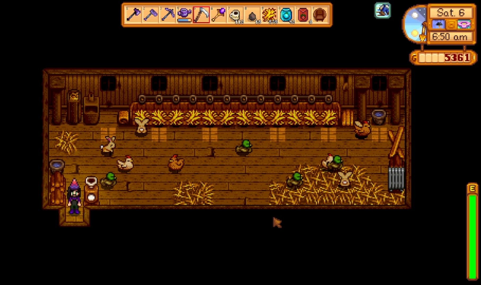 a farmer in a coop full of animals stardew valley