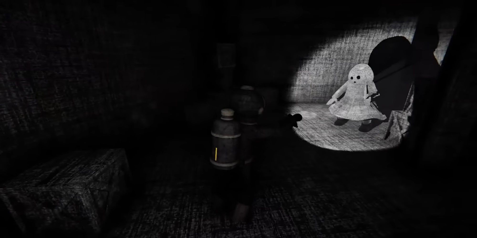 A player shining a flashlight on a ghost in Content Warning