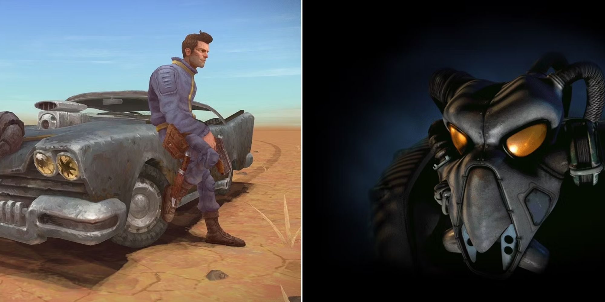 A Split Image Depicting Scenes From Fallout 2