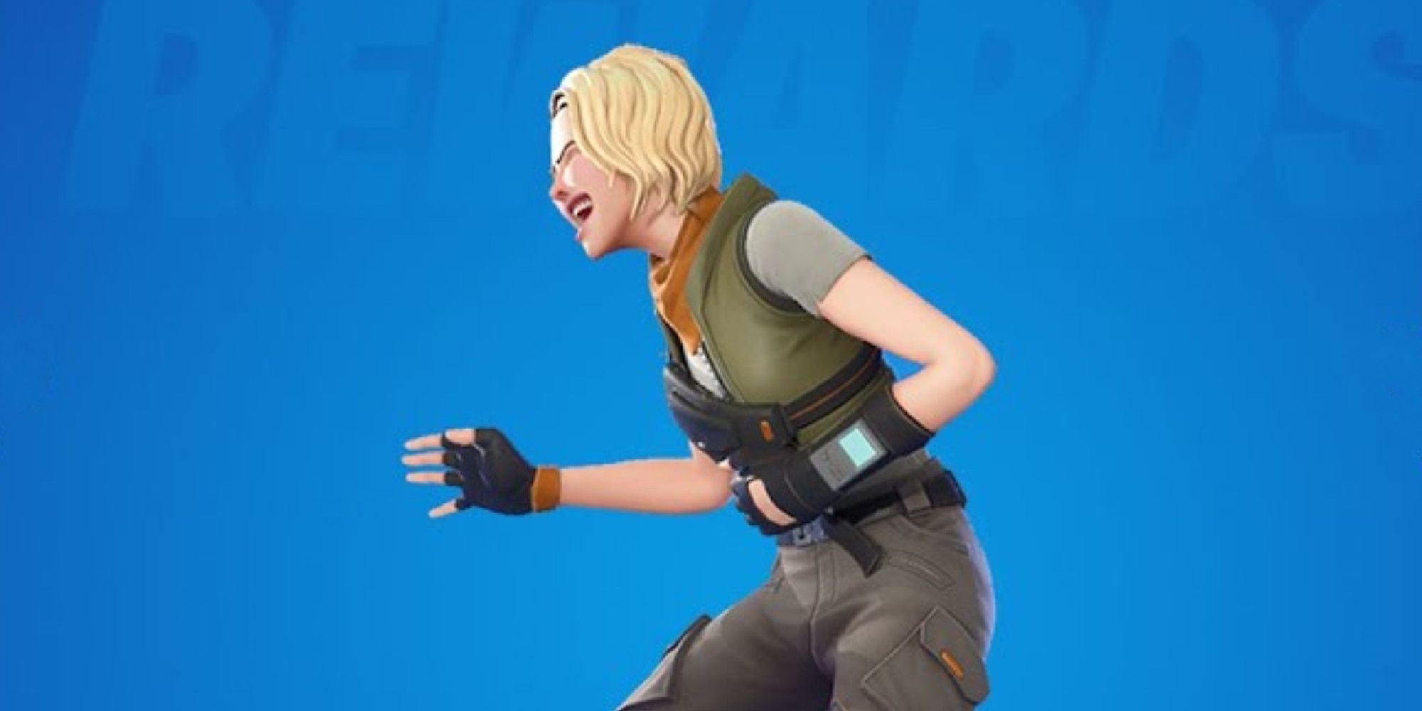 A woman in Fortnite laughing 